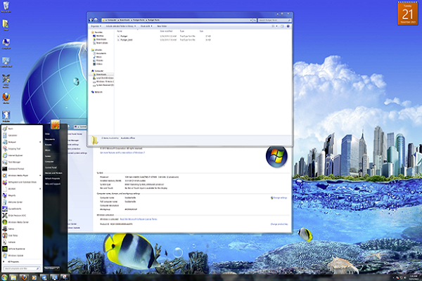 Windows 7 z czcionką rodziny Frutiger
