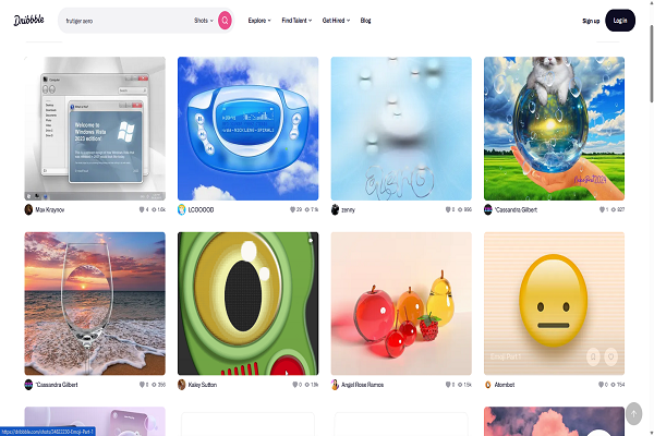 Screenshot ze strony Dribbble