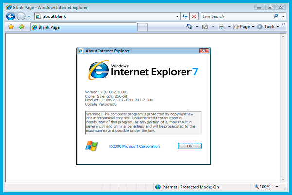 Screenshot przeglądarki Internet Explorer