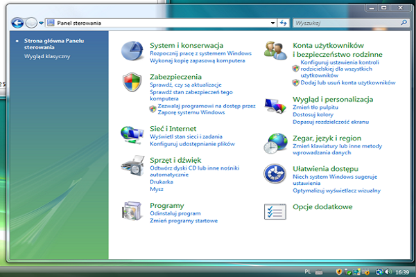 Okienko programu w systemie Windows Vista