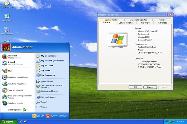 UI Systemu Windows XP